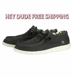 Hey Dude Wally Stretch Black Shoes 7